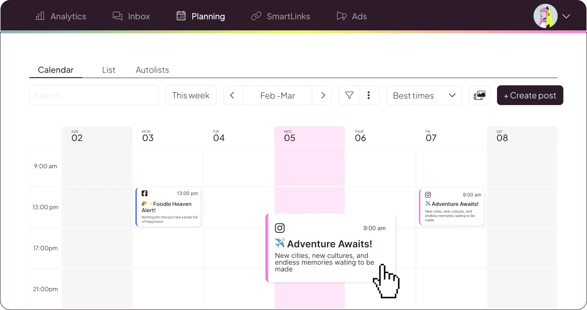 Metricool scheduling tool
