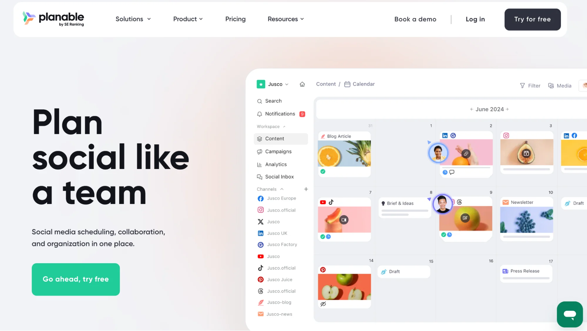 Plannable homepage