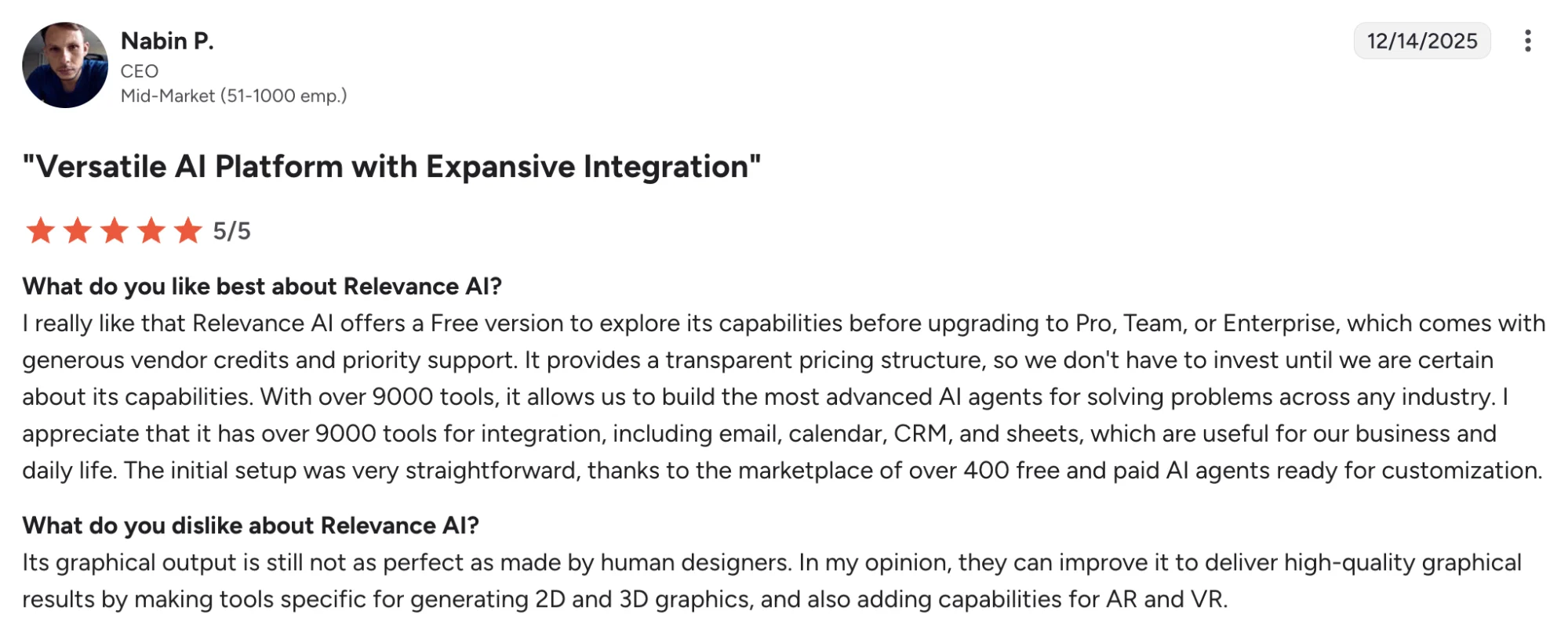 Relevance AI - Versatile AI Platform with Expansive Integration