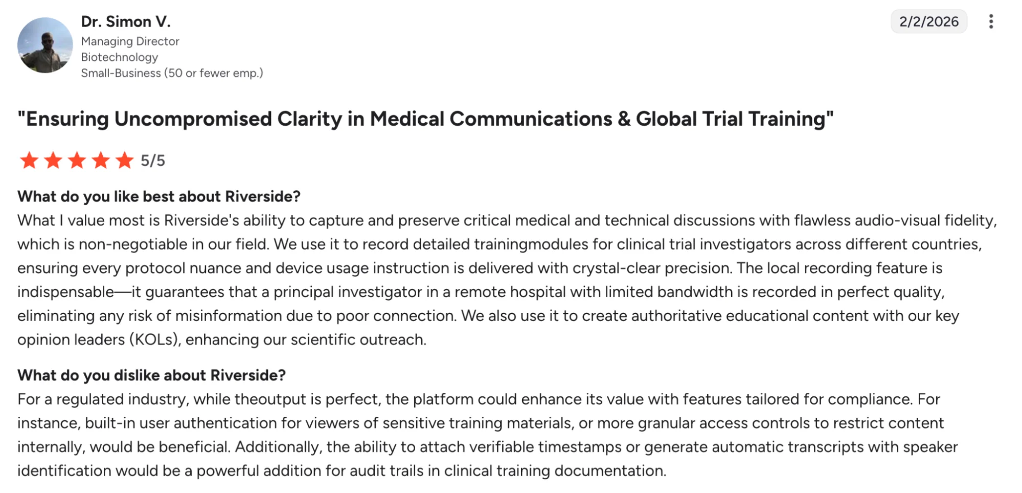 Riverside - Ensuring Uncompromised Clarity in Medical Communications & Global Trial Training