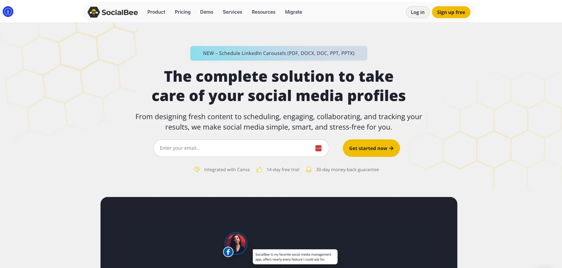 SocialBee homepage