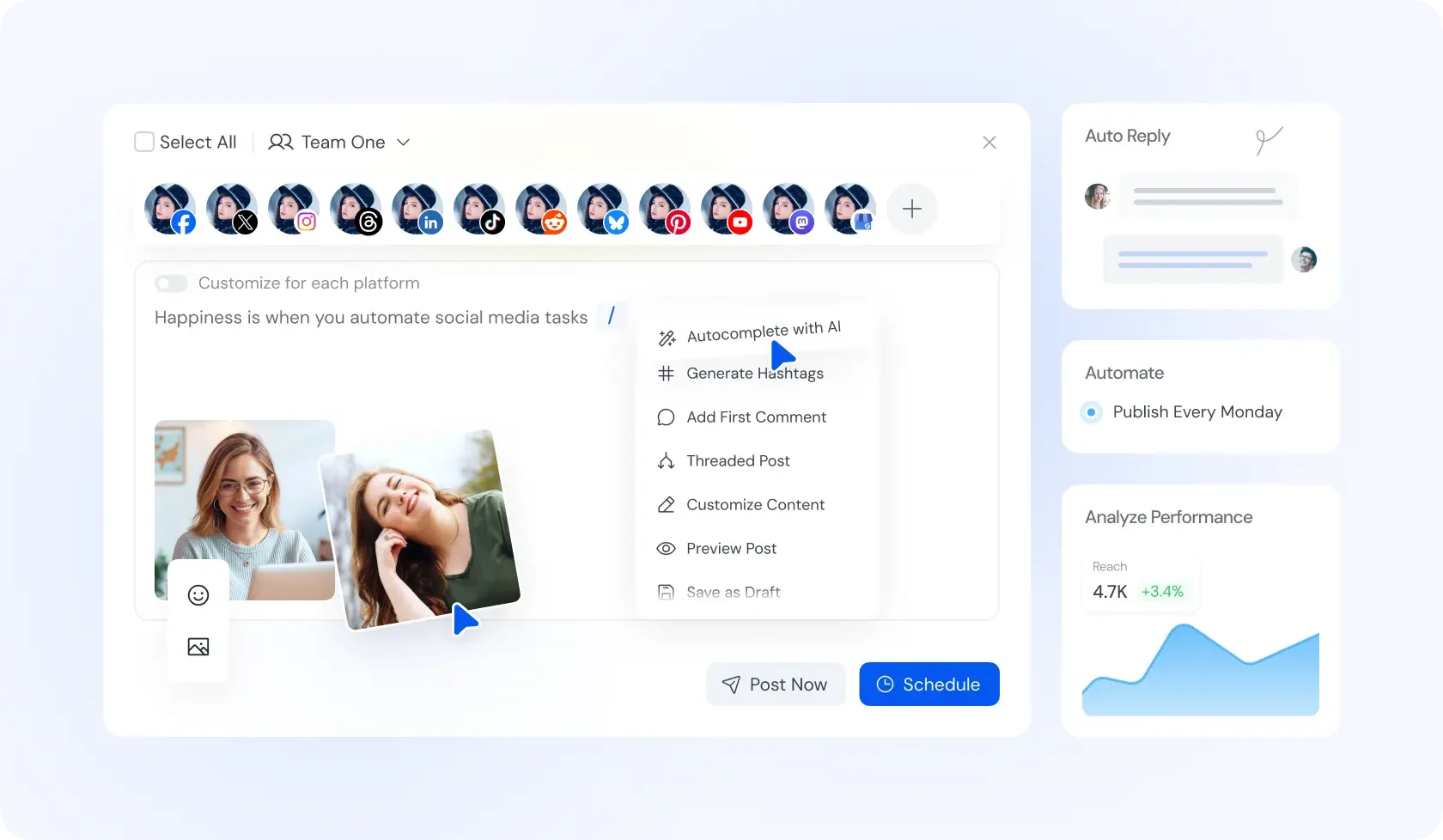 SocialBu's scheduling tool