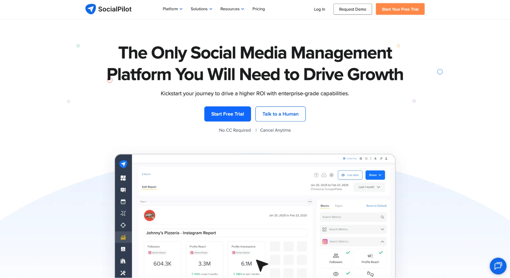 SocialPilot homepage