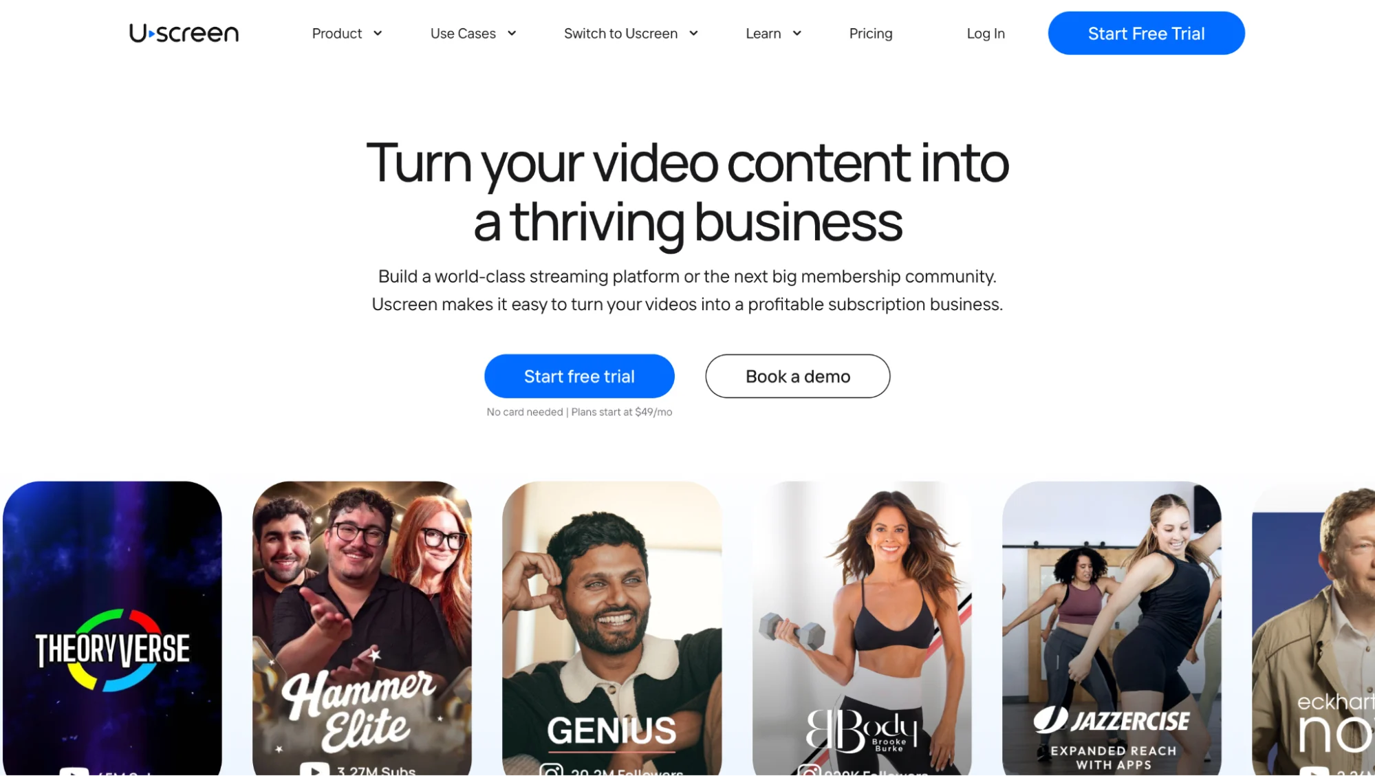 Uscreen homepage
