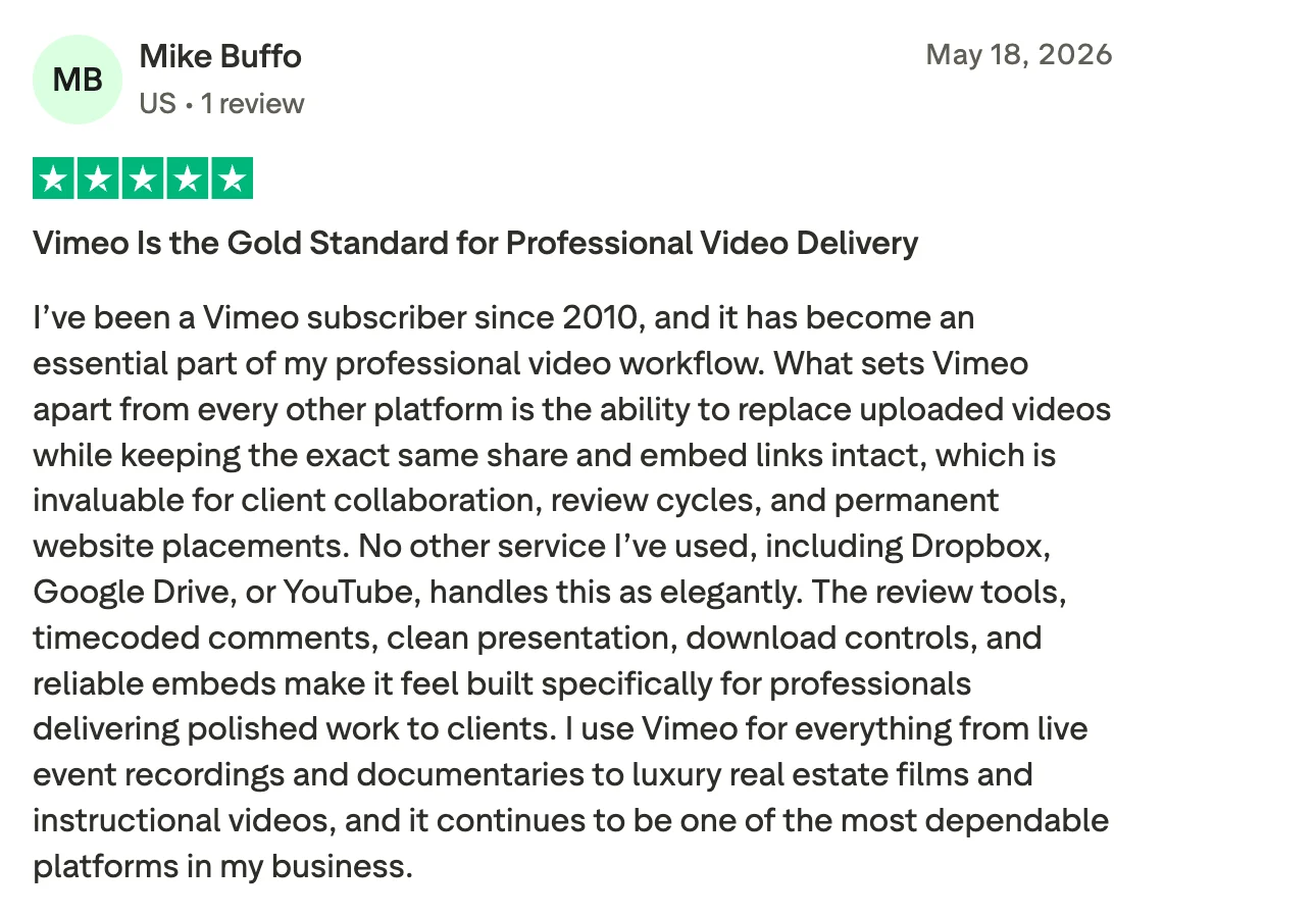 Vimeo Is the Gold Standard for Professional Video Delivery