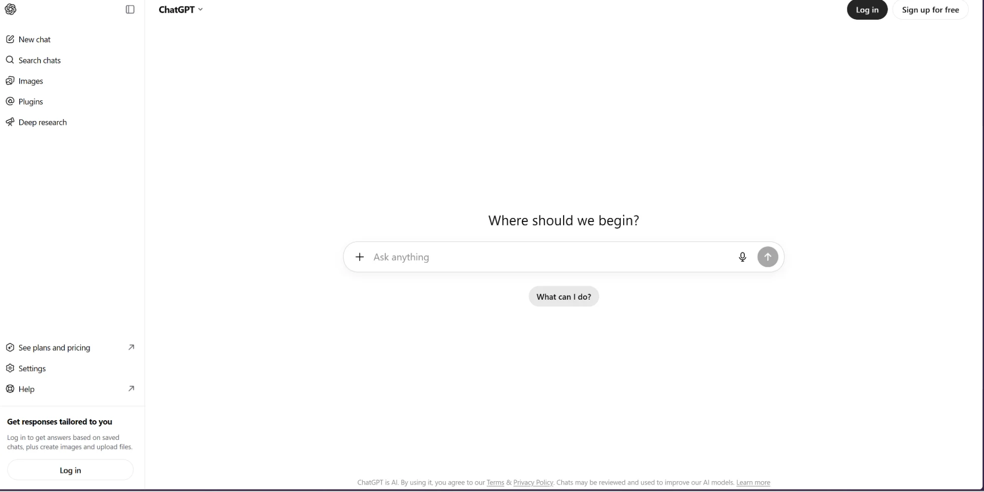 ChatGPT’s interface showing the prompts field and navigation sidebar