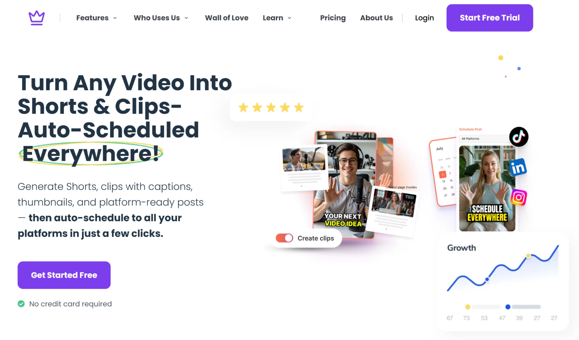 Taja AI’s homepage mentioning that it converts long-form videos into short clips