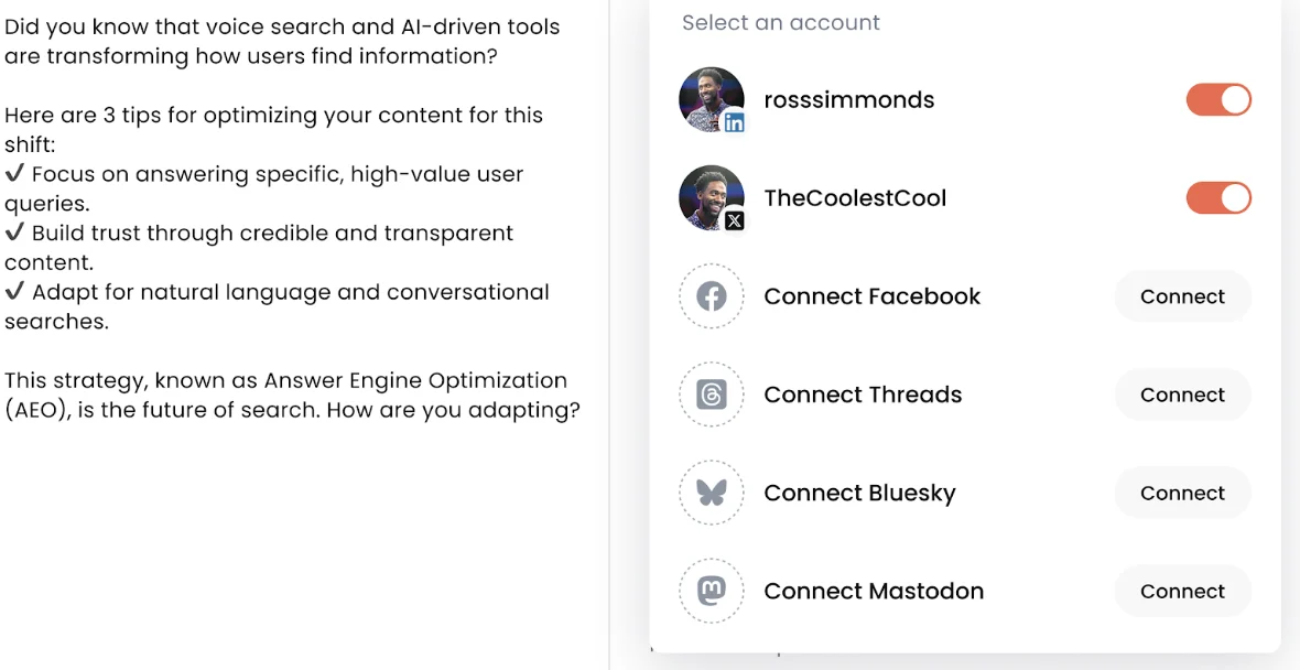 Select multiple accounts on Distribution.ai